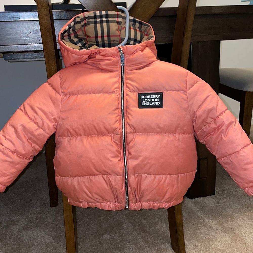 Authentic Burberry Little Girl's Rayan Reversible Down Puffer Jacket Size2Y
